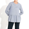 BLOUSE WITH ASYMMETRIC FRILLS 03654 - Svart