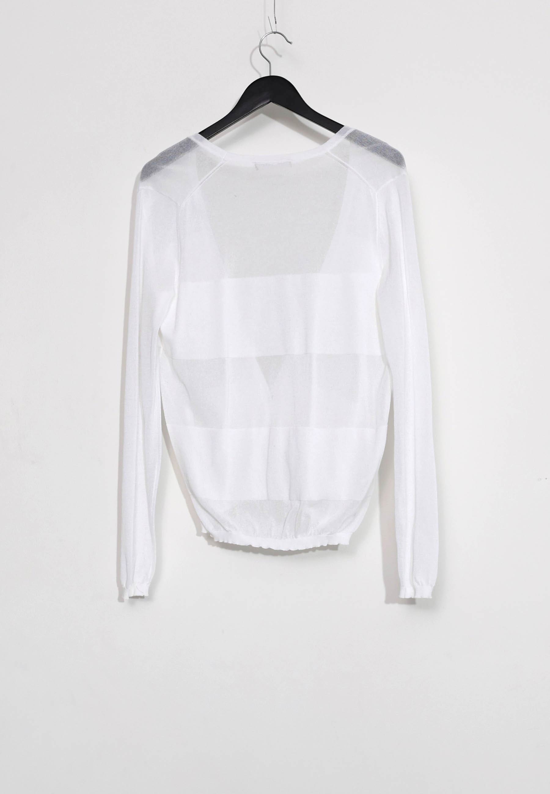 TRANSPARENT STRIPES CARDIGAN - Vit