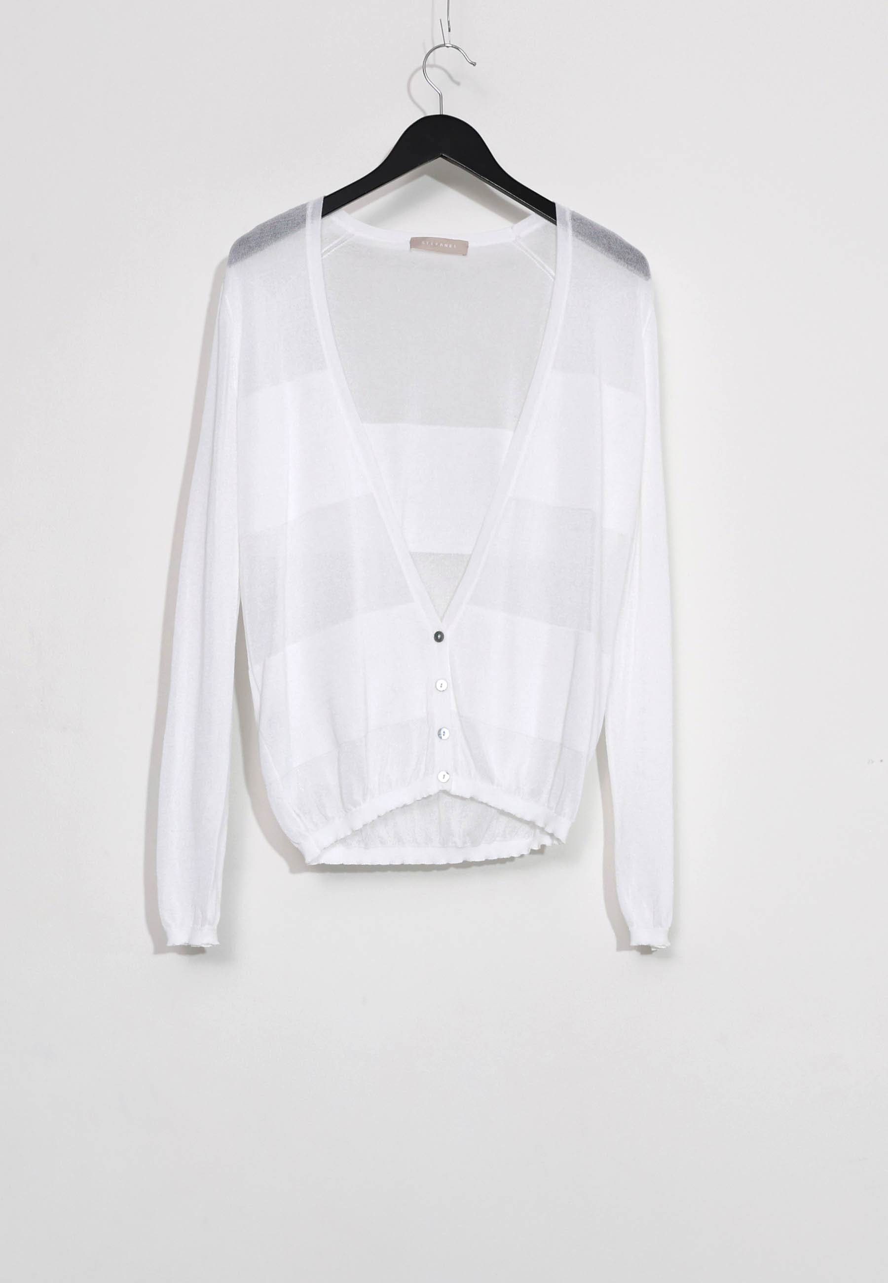 TRANSPARENT STRIPES CARDIGAN - Vit