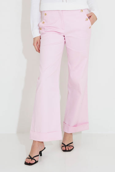 Weite Hose aus Baumwollstretch 09008 - Rosa