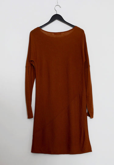 BARCHETTA NECK DRESS - Brown