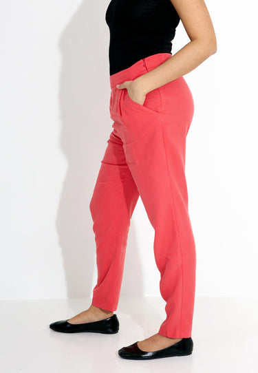 03525 BOYFRIEND TROUSERS TENCEL - Röd