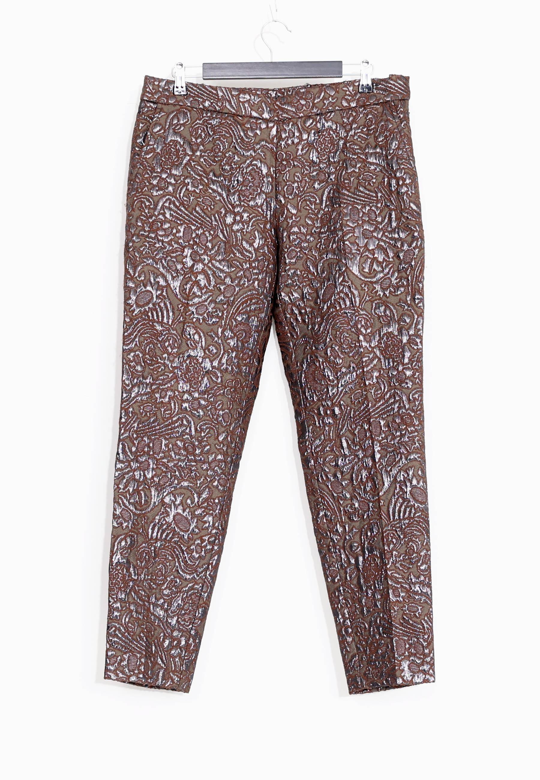 PANTALONE JAQUARD LUREX - Brun