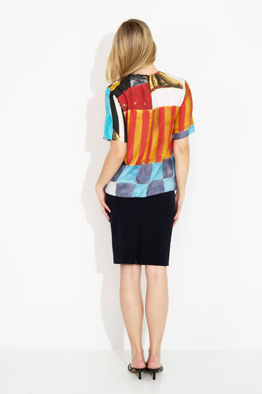BENTO-BLUSE MIT LANDSCHAFTSDRUCK - mehrfarbig