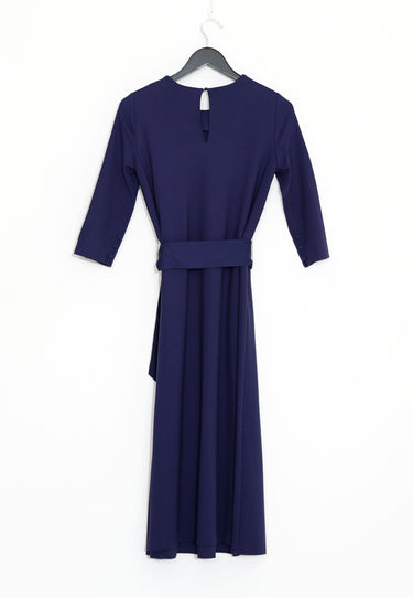 A-SHAPED DRESS WITH BELT - Blue