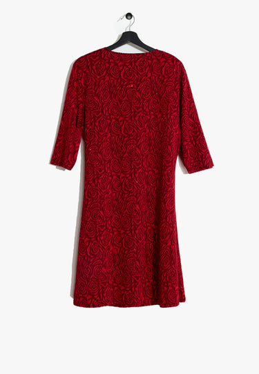 DRESS WITH ROSES - Red
