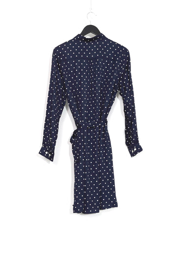 Gerafftes Hemdblusenkleid - Marineblau