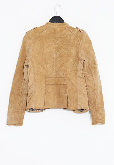 WILDLEDERJACKE MIT GROSSEN KNÖPFEN - Braun