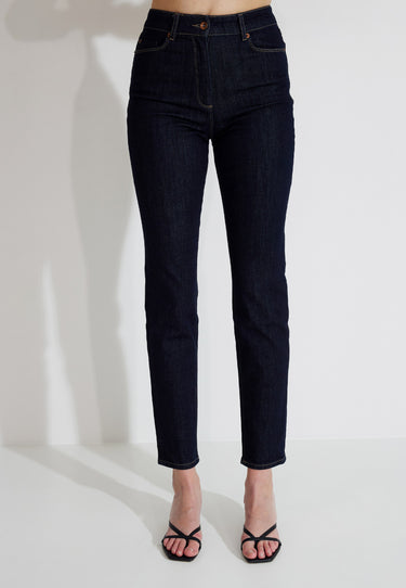 HIGHWAIST DENIM JEANS - Mörkblå