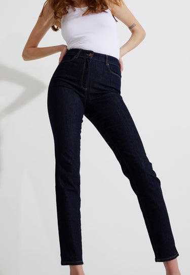 HIGHWAIST DENIM JEANS - Mörkblå