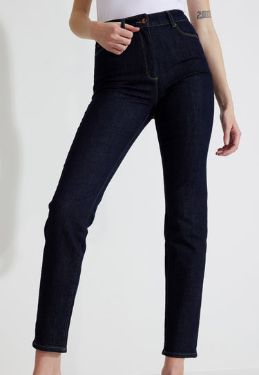HIGHWAIST DENIM JEANS - Mörkblå
