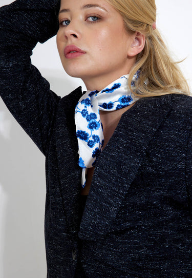 SARA SATIN SCARF - Blue Flower