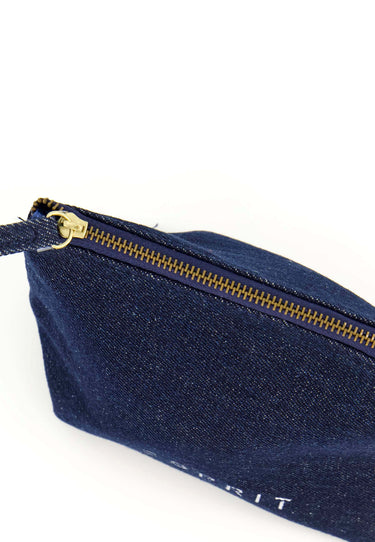 DENIM TOILET CASE WITH ESPIRIT LOGO PRINTED IN WHITE - Blue