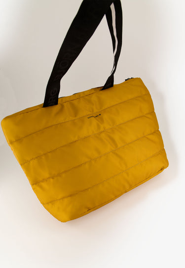 QUILTED TOTE DRESS BAG - Mustard Yellow