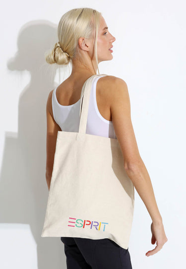 NATURAL COLORED FABRIC BAG - White
