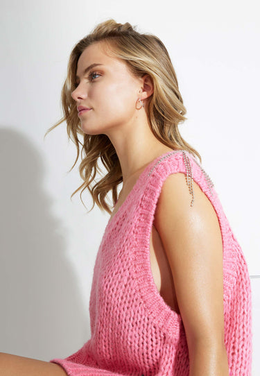 KNITTED VEST - Hot Pink