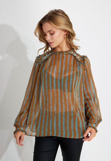 BLOUSE - Blush stripe print