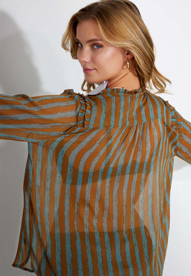 BLOUSE - Blush stripe print