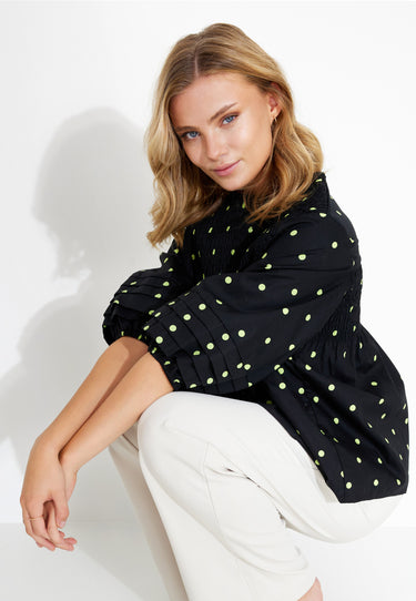 SISSE BLOUSE - Black Light Dots