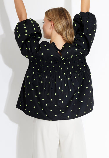 SISSE BLOUSE - Black Light Dots