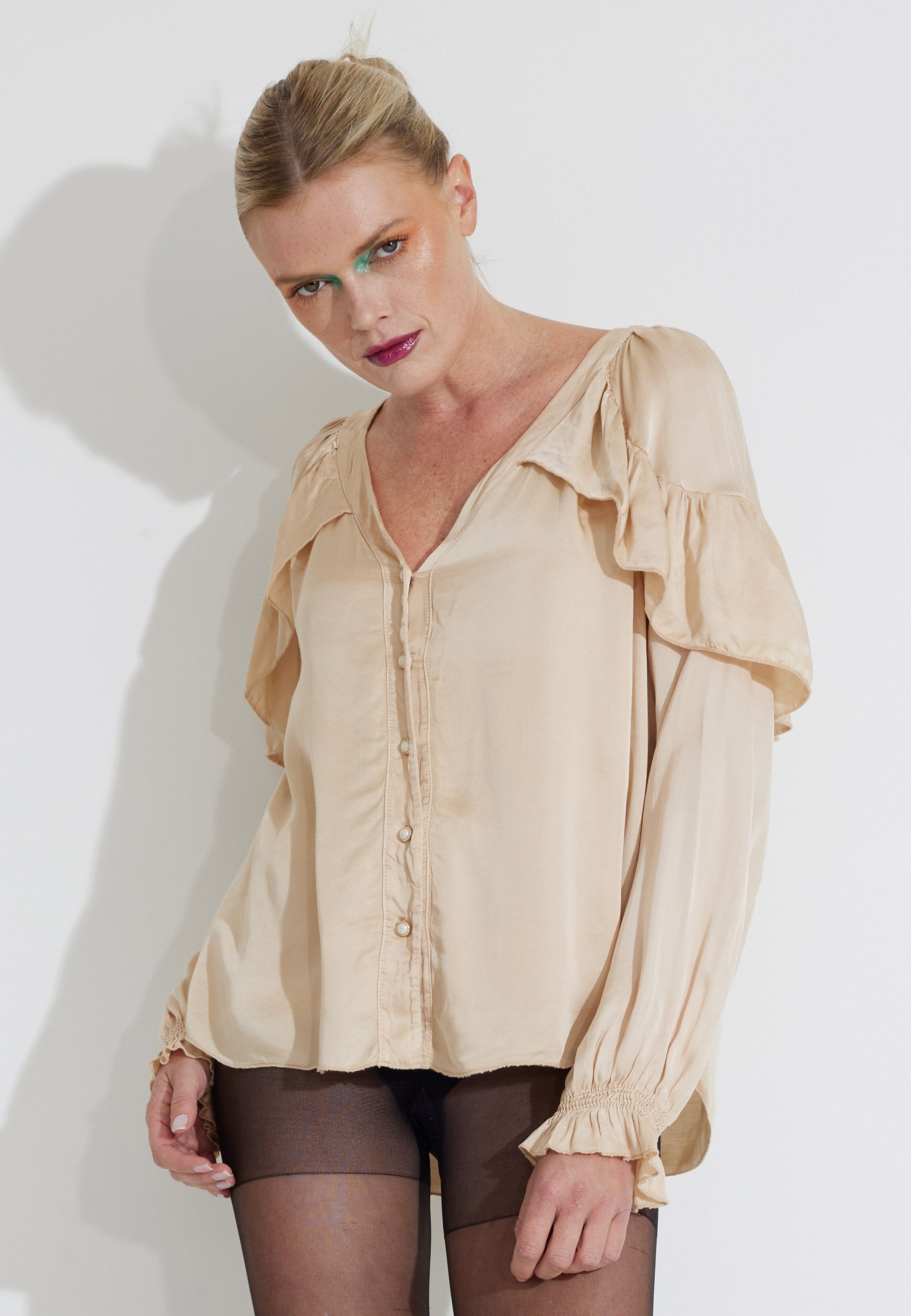 LUNA BLOUSE - Gold beige