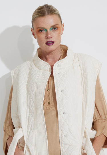 VEST QUILTED VÄST - Naturvit