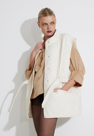 VEST QUILTED VÄST - Naturvit