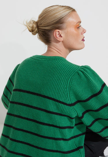 ROW PUFF KNIT TRÖJA - Grön