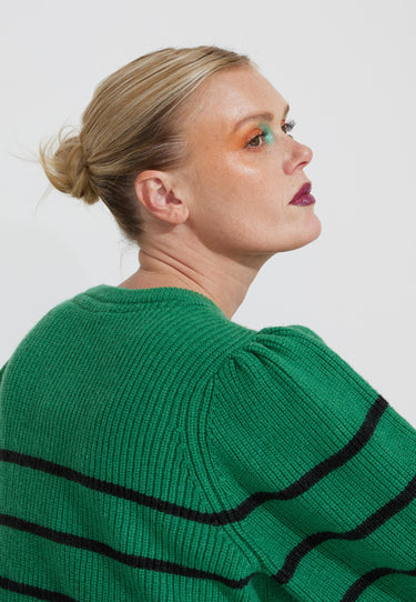 ROW PUFF KNIT TRÖJA - Grön