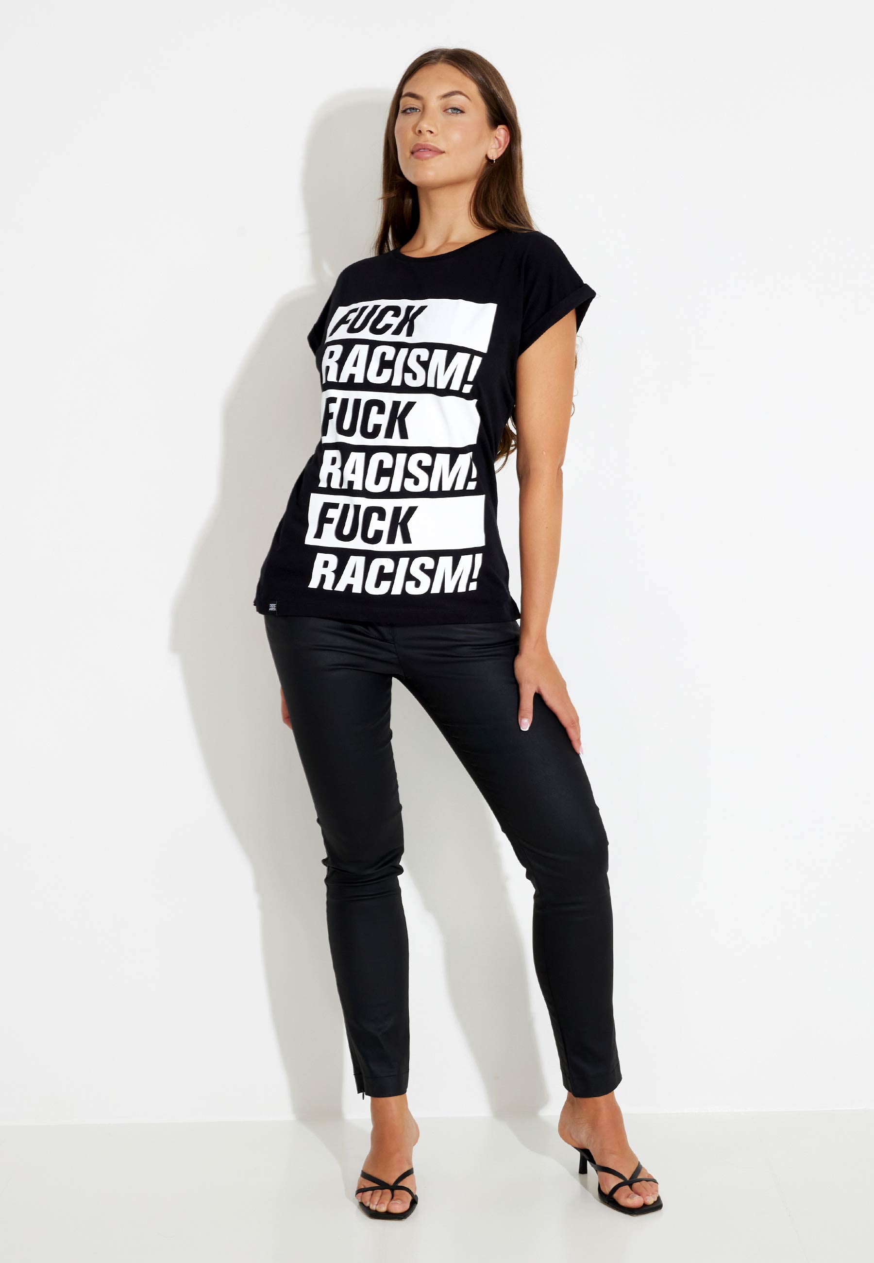 T-SHIRT FUCK RACISM  - Black