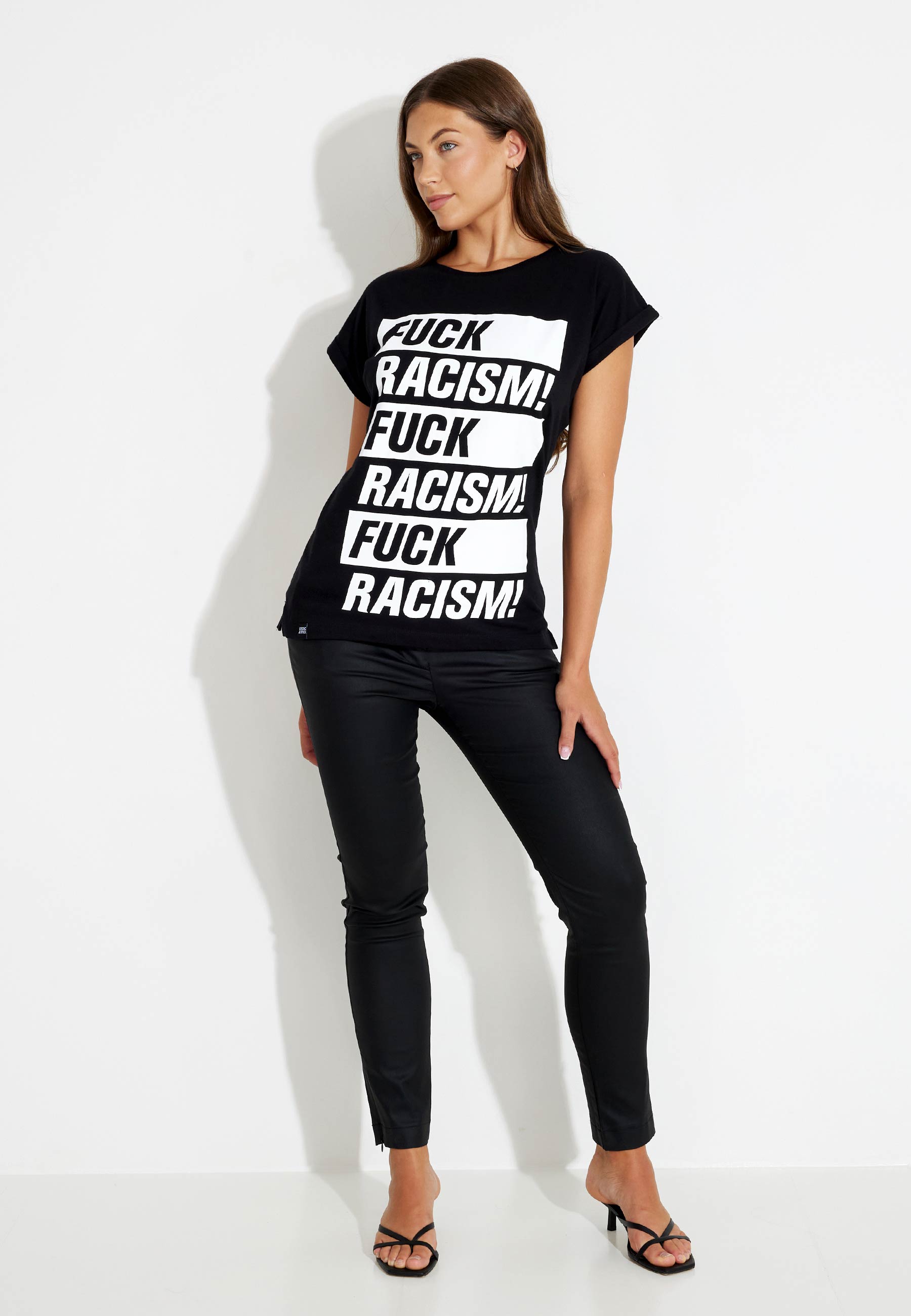 T-SHIRT FUCK RACISM  - Black