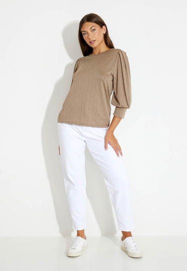 BLOUSE PUFF SLEEVES - Desert Taupe