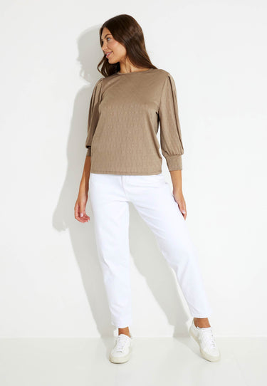 BLOUSE PUFF SLEEVES - Desert Taupe