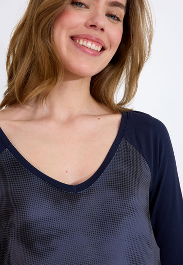 MAMMA-TOPP FACEPRINT 3/4 SLEEVES - Navy