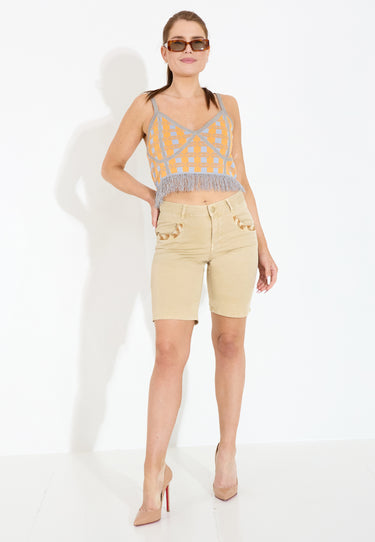 NAOMI DECOR SHORTS - Beige with details