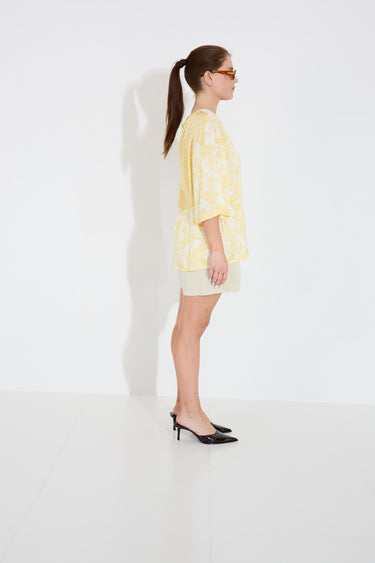 PRETTY PRINTED BLOUSE - Vintage Yellow