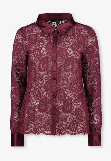 SAFIRA LACE BLOUSE - Port wine