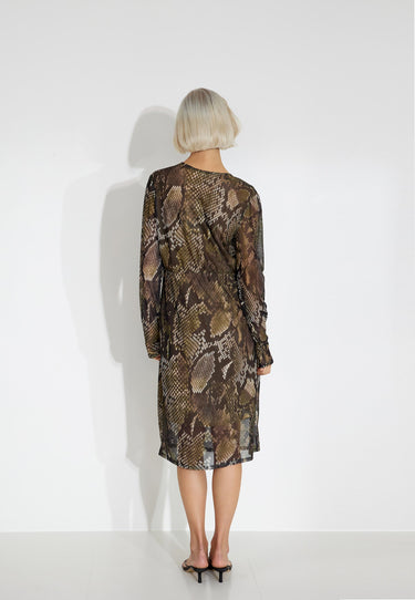 INES DRESS - Green animal