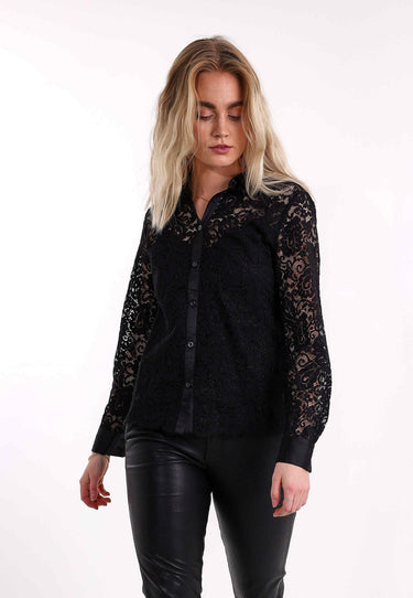 SAFIRA SPITZENBLUSE - Schwarz