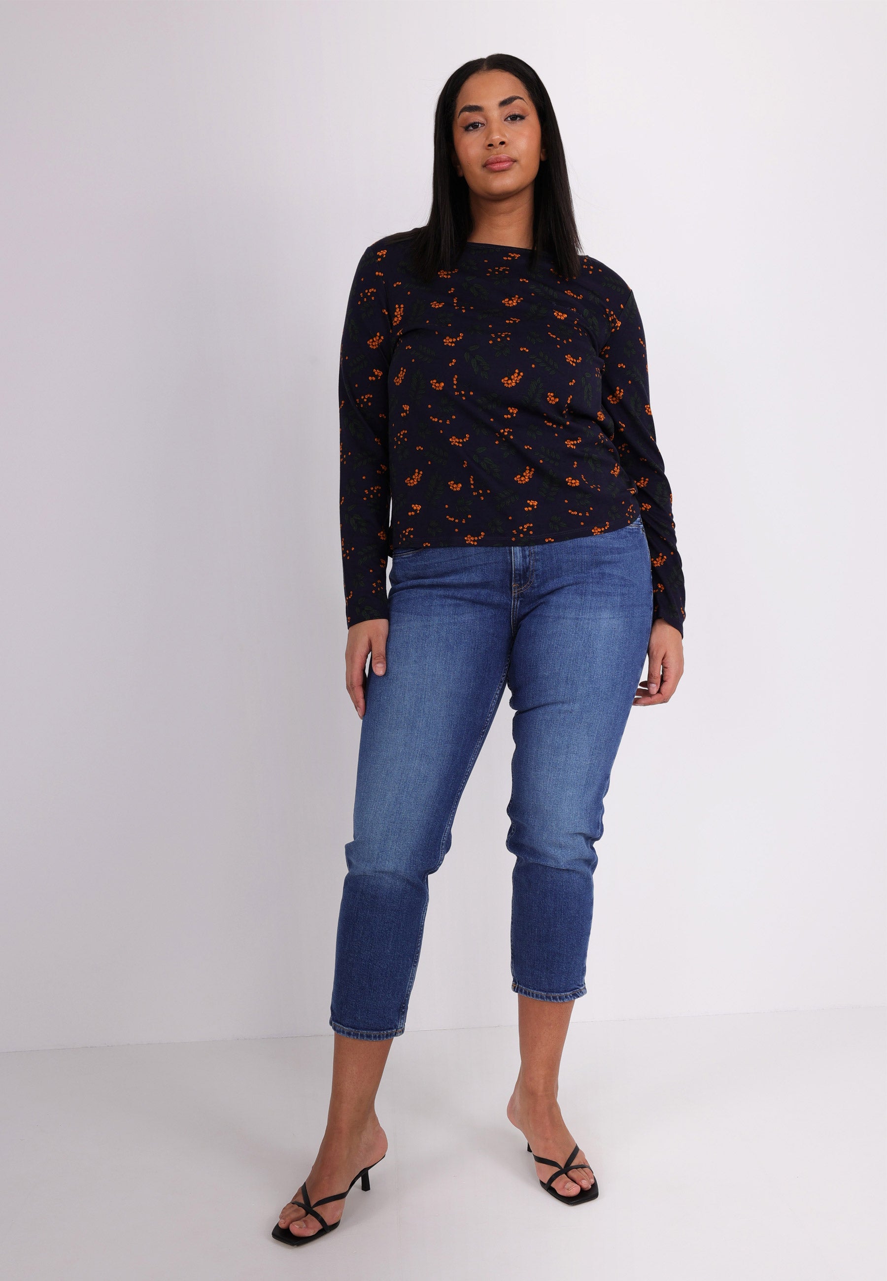 MARIE TOP - navy print