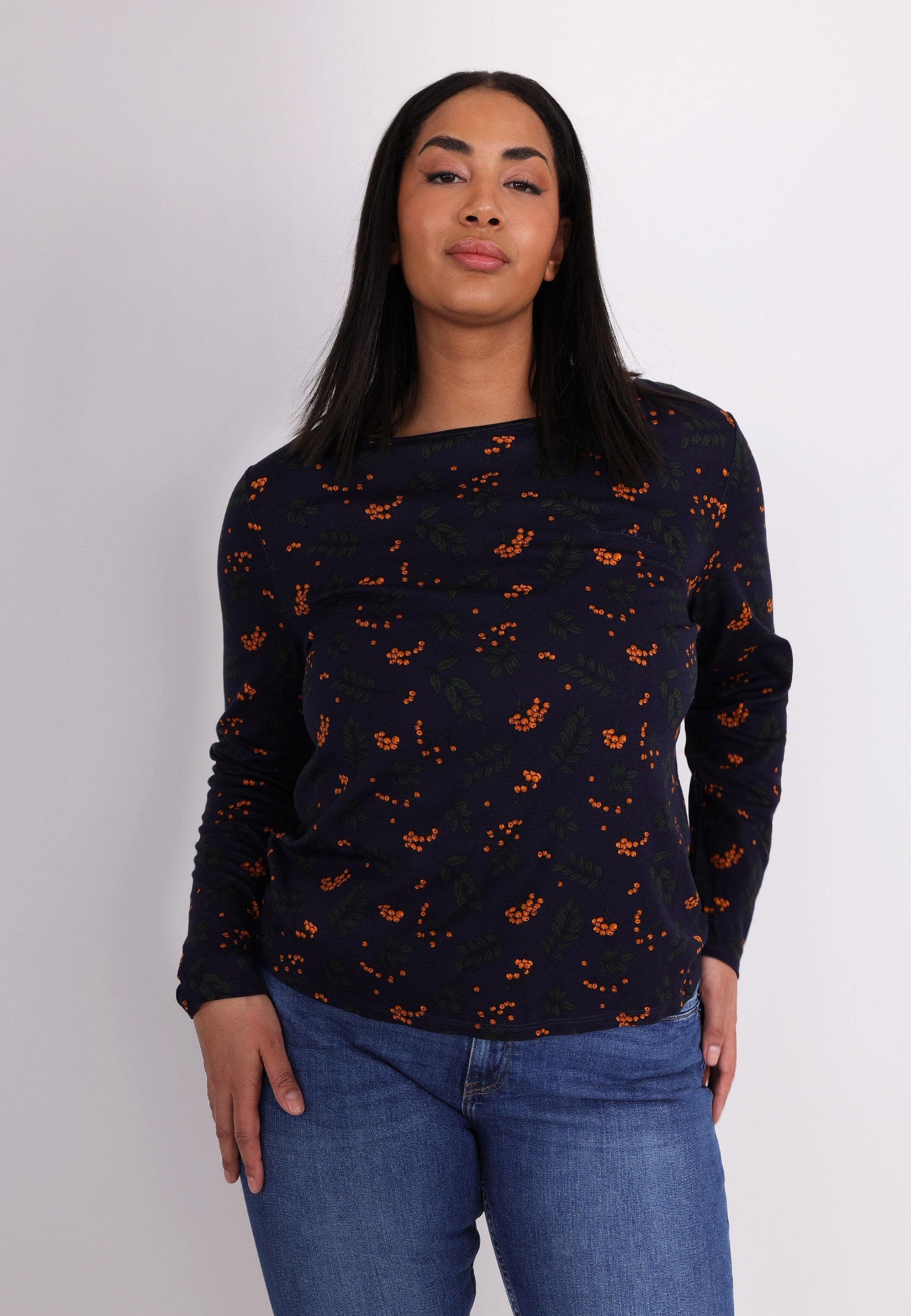 MARIE TOP - navy print