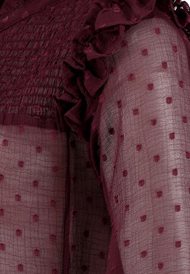 CANDY DOBBY BLUSE - Dunkelweinrot