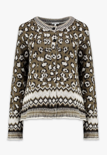 LOVA CARDIGAN - Green animal