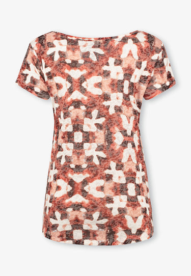 SIMONE TOP - Coral print