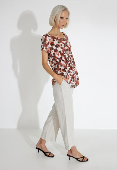 SIMONE TOP - Coral print