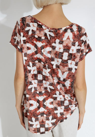 SIMONE TOP - Coral print