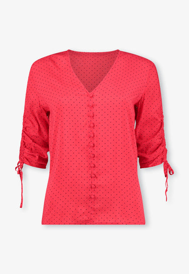 GEPUNKTETE BLUSE - Rot