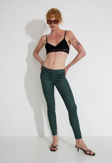 PANTALONE-JEANS SPALMATO - Grün