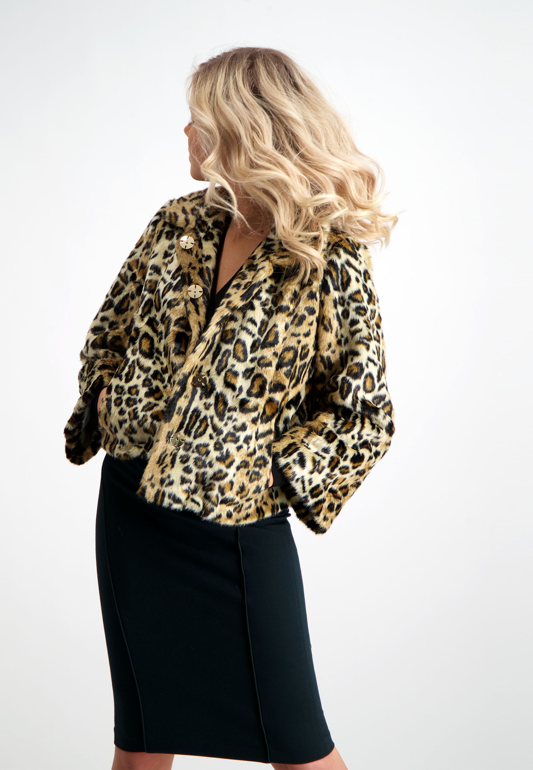 IBI FAUX FUR JACKET - Leopard