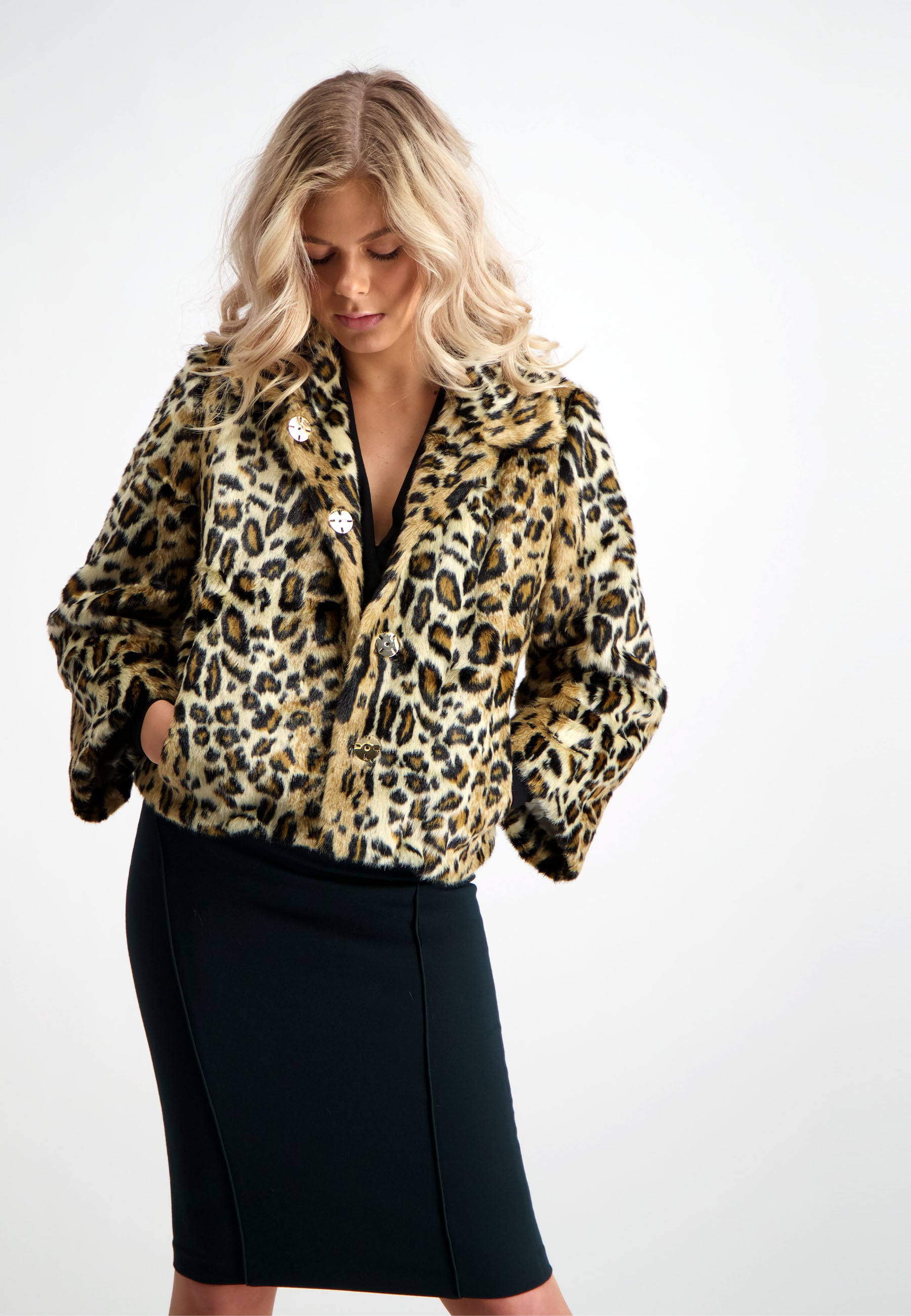 IBI FAUX FUR JACKET - Leopard